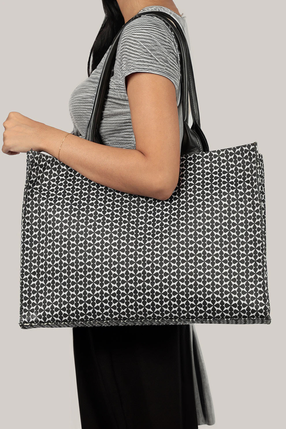 Fineur Canvas Tote Bag Premium Handle - Black