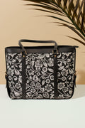 Fineur Strap  Canvas Tote Bag Black Floral