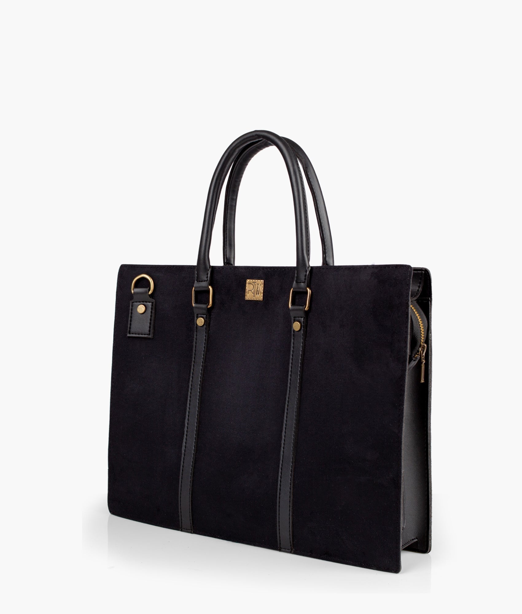 RTW Creation - Black suede laptop bag