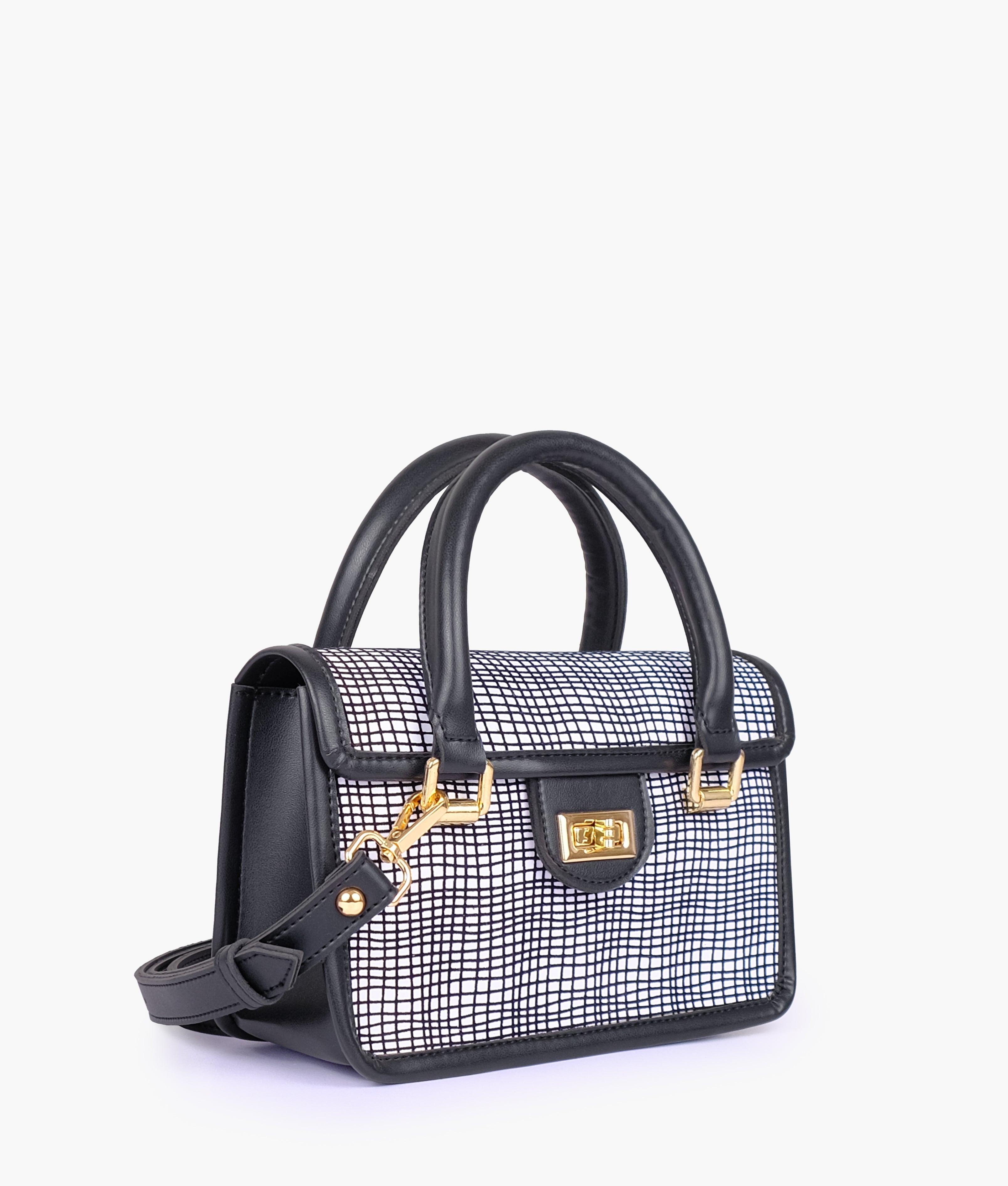 RTW Creation - Black and white patterned cross-body with flap