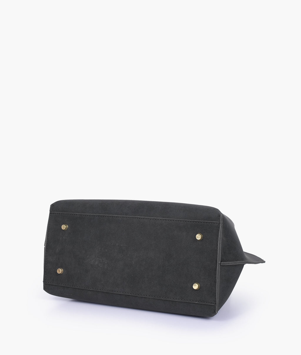 RTW Creation - Black mocha suede tote bag