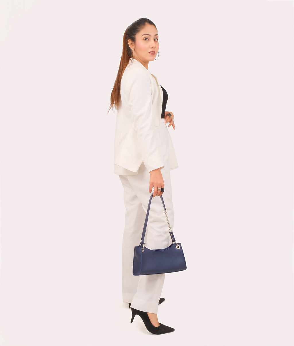RTW Creation - Blue elongated chain handle purse