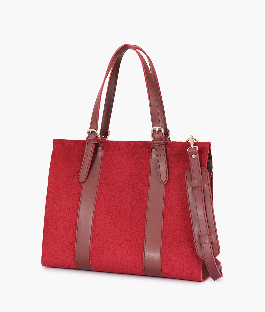 RTW Creation - Burgundy suede laptop bag with sleeve